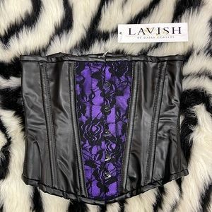 Lavish Under bust corset purple black lace nwt